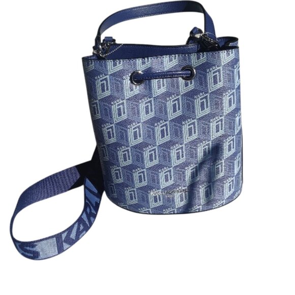 Karl Lagerfeld Paris Adele Bucket Bag Indigo Blue - Picture 2 of 8